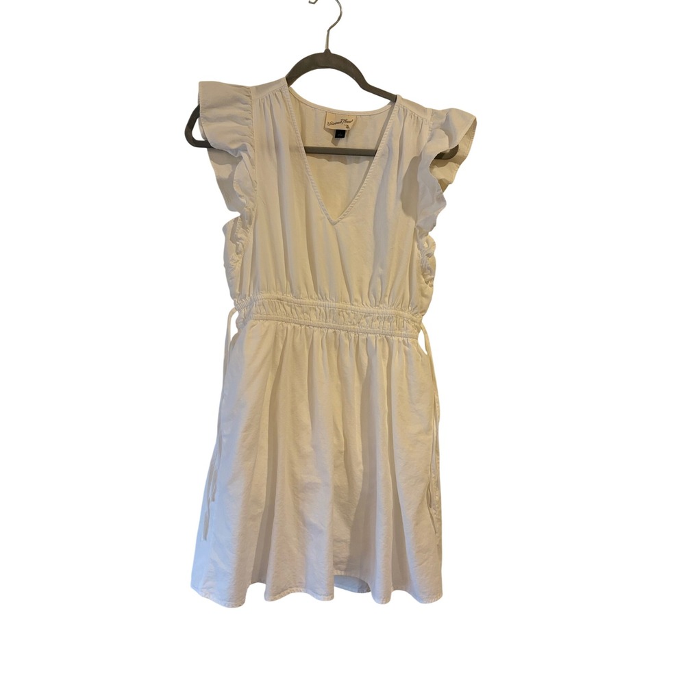 Universal Thread White Flutter Sleeve Smocked Waist Mini Dress Small